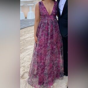 Lulus Floral Pink and Purple Gown